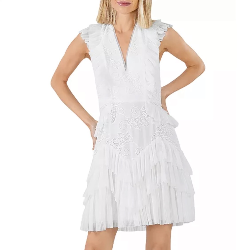 BCBGMAXAZRIA Ruffle Trim Lace Dress - wedding - bachelorette - bridal shower